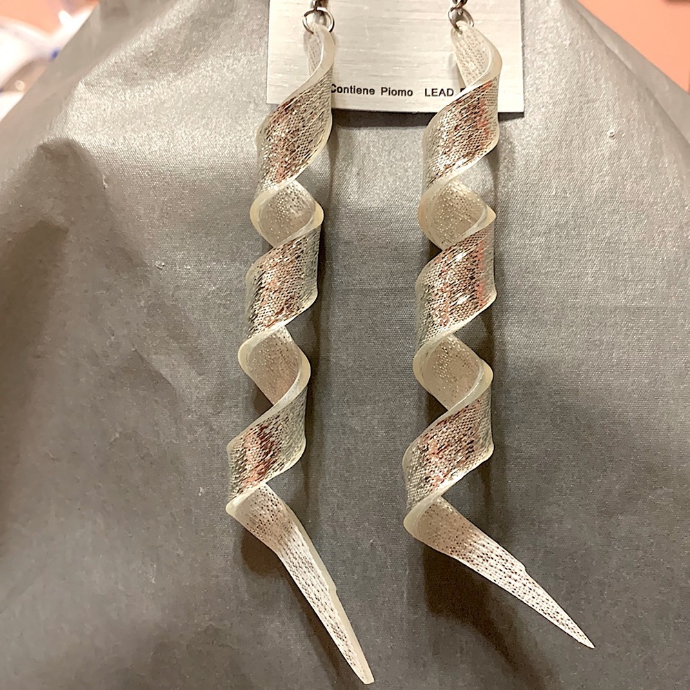 Silver Glitter Twirl Earrings